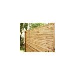 Panneau droit de cl�ture mahoe en lames bois v�nitiennes ajour�es trait�es marron l. 180 x h. 60 cm