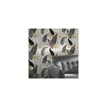 Papier peint intiss� goodhome selago noir or et blanc