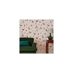 Papier peint intiss� midnight beasts imprim� animaux sur fond rose l. 1000 x l. 52cm joules