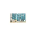 Papier peint panoramique intiss� enfant animaux dans la f�ret bleu, blanc, 8l�s, l280 x l. 400cm idpanneaux ...