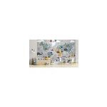 Papier peint panoramique intiss enfant carte du monde animaux, 8 ls, l. 280 x l. 400cm idpanneaux
