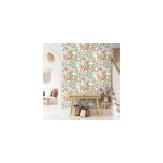 Papier peint vinyle intiss� fleurs tropicales vert l. 1005 x l. 53cm ugepa