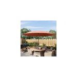 Parasol centr� inclinable en rond ouverture manivelle toile terracotta goodhome temara