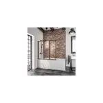 Pare - baignoire  coller pivotant 3 volets pliables, 127 x 140 cm, style verrire industrielle, verre ...