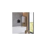 Pare - baignoire pivotant 1 volet, 140 x 80 cm, verre transparent anticalcaire 5 mm, profil� noir mat, ...