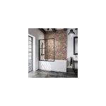 Pare - baignoire rabattable et coulissant 2 volets, 70 - 118 x 140 cm, style industriel, verre transparent ...