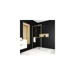 Paroi de douche l. 100 x h. 200 cm profilés doré brossé avec porte serviette et étagère, galedo edge Paroi de douche l. 100 x h. 200 cm profilés doré brossé avec porte serviette et étagère, galedo edge