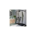 Paroi de douche � l'italienne l. 120 x h. 195 cm, verre transparent, profil�s noir, goodhome evanna + ...
