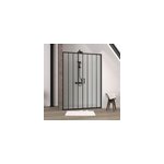 Paroi de douche � double porte coulissante 140 x 160 cm, profil� noir mat laqu�, galedo factor x