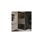 Paroi de douche fixe � l'italienne l. 90 x h. 200 cm, verre tremp� anticalcaire transparent 6 mm, dor�, ...