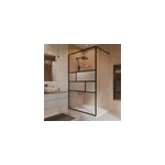 Paroi de douche fixe � l'italienne l. 90 x h. 200 cm, verre tremp� anticalcaire transparent 6 mm, noir, ...