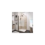 Paroi de douche à l'italienne fixe l. 100 x h. 190 cm, verre transparent avec galet , profilé noir , ... Paroi de douche à l'italienne fixe l. 100 x h. 190 cm, verre transparent avec galet , profilé noir , ...