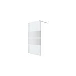 Paroi de douche à l'italienne fixe l. 100 x h. 195 cm, bandes miroir, profilés alu chrome, goodhome ledava ... Paroi de douche à l'italienne fixe l. 100 x h. 195 cm, bandes miroir, profilés alu chrome, goodhome ledava ...