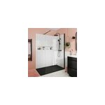 Paroi de douche  l'italienne fixe l. 90 x h. 195 cm, verre transparent, profils alu noir, goodhome ...