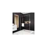 Paroi de douche � l'italienne fixe 140 x 200 cm, dor� bross�, galedo golden edge