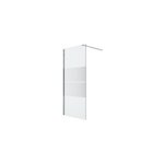 Paroi de douche  l'italienne fixe l. 90 x h. 195 cm, bandes miroir, profils alu chrome, goodhome ledava ...