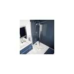 Paroi de douche à l'italienne fixe avec volet l. 80 + 45 x h. 195 cm, verre transparent, profilés alu ... Paroi de douche à l'italienne fixe avec volet l. 80 + 45 x h. 195 cm, verre transparent, profilés alu ...
