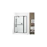 Paroi de douche � l'italienne fixe + volet pivotant 120 + 40 x 200 cm, noir mat, galedo dark edge shelf ...