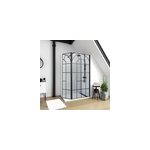 Paroi de douche � l'italienne fixe + volet pivotant 90 + 40 x 195 cm, noir mat, galedo garden