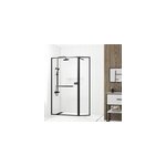 Paroi de douche � l'italienne fixe + volet pivotant 90 + 40 x 200 cm, noir mat, galedo dark edge shelf ...
