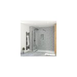 Paroi de douche � l'italienne h. 195 x l. 140 cm, �p. 5 mm, profil� noir, galedo essentiel