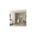 Paroi de douche � l'italienne avec porte - serviettes h. 200 x l. 120 cm, �p. 6 mm, profil� noir, galedo ...