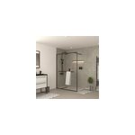 Paroi de douche à l'italienne avec porte - serviettes h. 200 x l. 140 cm, ép. 6 mm, profilé noir, galedo ... Paroi de douche à l'italienne avec porte - serviettes h. 200 x l. 140 cm, ép. 6 mm, profilé noir, galedo ...