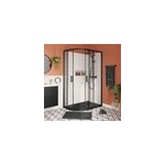 Parois de douche avec receveur accs d'angle 80 x 120 cm, droite, portes coulissantes, profils noir, ...