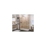 Paroi de douche coulissante l. 140xh. 200cm, walk in, verre transparent anticalcaire 8mm, profil� noir ...
