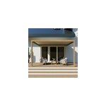 Pergola bioclimatique adosse motorise salto alumin'home aluminium aspect bois - 3 x 4 m avec led intgrs ...