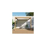 Pergola bioclimatique adosse motorise salto alumin'home aluminium aspect bois - 3 x 3 m avec led intgrs ...