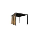 Pergola bioclimatique autoportante alu + ventelles lat�rales imitation bois 3 m x 3, 6 m 10, 80m� habrita ...