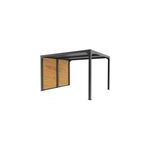 Pergola bioclimatique autoportante aluminium gris + ventelles latrales imitation bois 3, 6 m x 3 m 10, ...