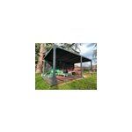 Pergola bioclimatique autoportante habrita aluminium 3, 6 x 6 m gris anthracite + 2 rideaux manuels 6 ...