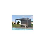 Pergola bioclimatique autoportante habrita aluminium 3, 6 x 3 m gris anthracite + rideau manuel c�t� ...