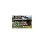Pergola bioclimatique autoportante habrita aluminium 3, 6 x 6 m gris anthracite + rideau manuel 3, 6 ...