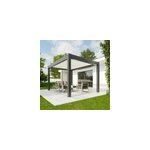 Pergola bioclimatique autoportante motoris�e aluminium 4alu vali 3 x 4 m gris anthracite 7016 lames blanches ...