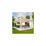 Pergola bioclimatique autoportante motorise aluminium 4alu vali 4 x 6 m coloris chne clair lames blanches ...
