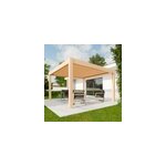 Pergola bioclimatique autoportante motorise aluminium 4alu vali 4 x 4 m coloris chne clair avec led ...