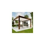 Pergola bioclimatique autoportante motoris�e aluminium 4alu vali 4 x 4 m coloris rouille lames blanches ...