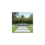 Pergola bioclimatique autoportante motorise salto alumin'home aluminium aspect bois - 3 x 6 m avec led ...