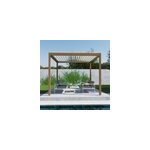 Pergola bioclimatique autoportante motorise salto alumin'home aluminium aspect bois - 3 x 3 m avec led ...