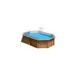 Piscine hors sol bois canelle 2 gr� ovale l. 3, 35 x l. 5, 35 x h. 1, 17 m