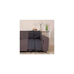 Plaid coton recycl effet tiss gris anthracite avec pompons l. 180 x l. 130cm dylrev