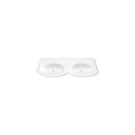 Plan double vasque en verre blanc 138 cm vague