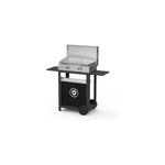 Plancha gaz la plancha inox sur chariot noir avec couvercle le marquier