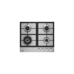Plaque de cuisson gaz 4 foyers - coloris inox - l. 58 x p. 51 x h. 4, 6 cm - beko hiaw64325sx