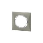 Plaque de finition 1 poste legrand dooxie 6 008 71 coloris inox bross� l. 87 x p. 10 x h. 87 mm