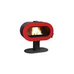 Po�le � bois en fonte invicta fifty sur pied rouge 10kw 120m�