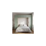 Pont de lit vert agave et effet ch�ne avec 6 portes et 2 tiroirs goodhome atomia h. 225 x l. 250 x p. ...